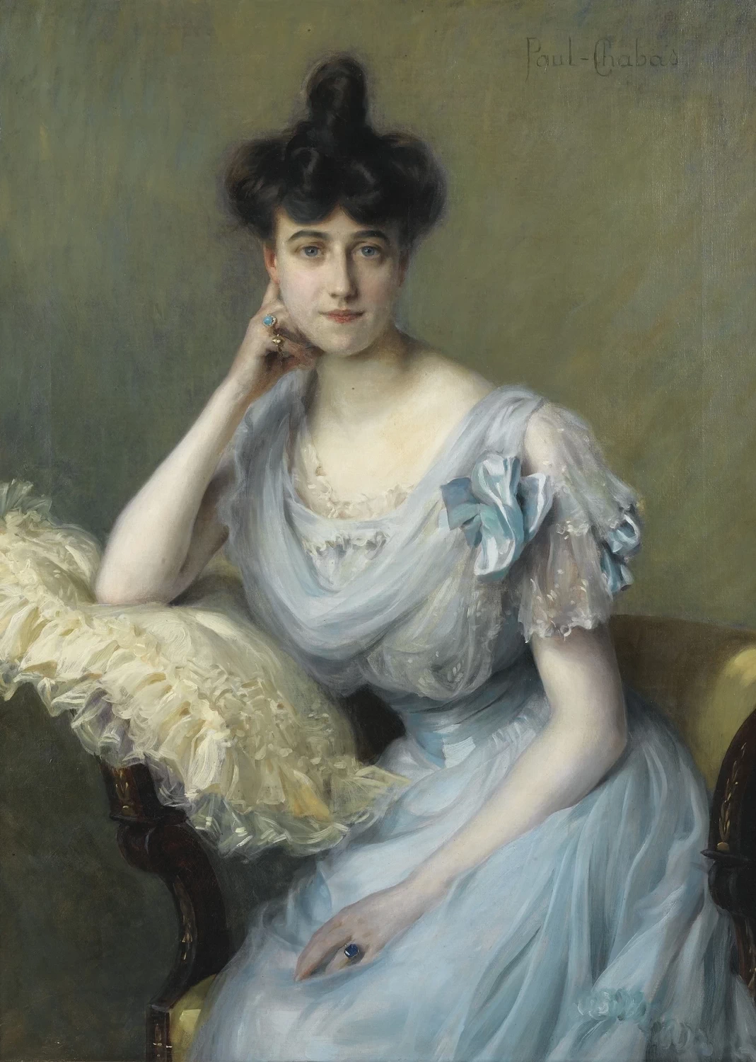 Paul Émile Chabas - Ritratto di giovane donna in abito blu